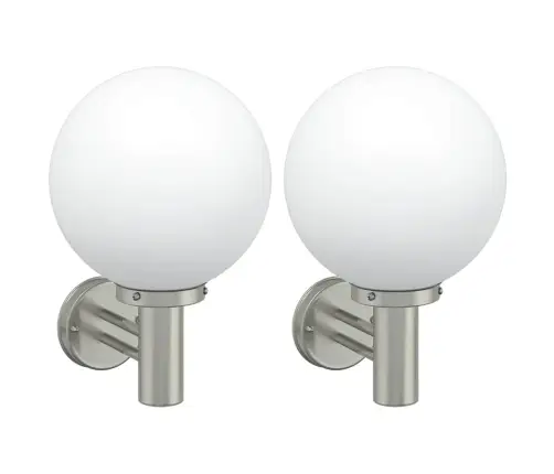 Āra Sienas Gaismas 2 Gab. Sudraba Nerūsējošais Tērauds Ip44 Vidaxl