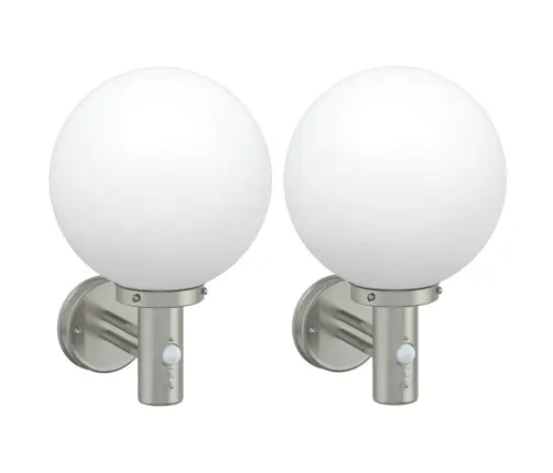 Āra Sienas Gaismas Ar Sensoru 2 Gab. Sudraba Nerūsējošais Tērauds Ip44 Vidaxl