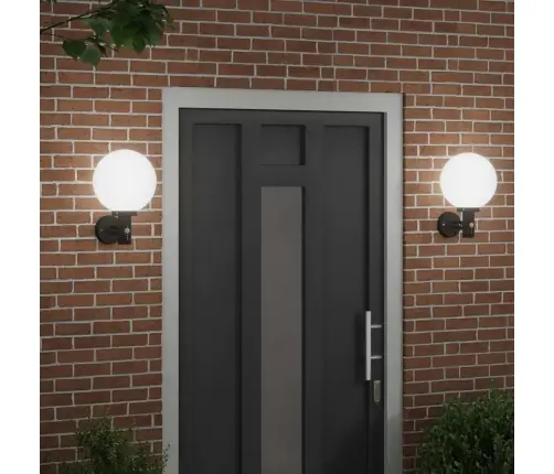 Āra Sienas Gaismas Ar Sensoru 2 Gab., Melnā Nerūsējošā Tērauda, Ip44 Vidaxl