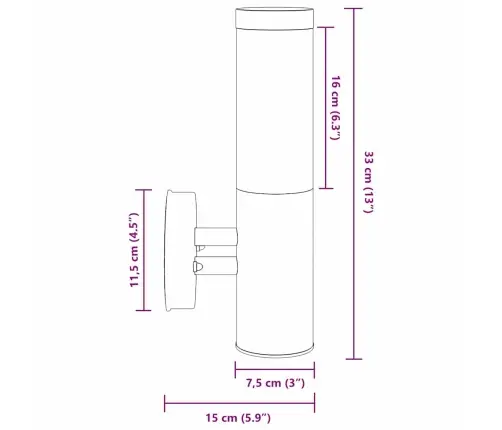 Lauko Sieninė Lemputė 2 Pcs Sidabro 15 X 7,5 X 33 Cm