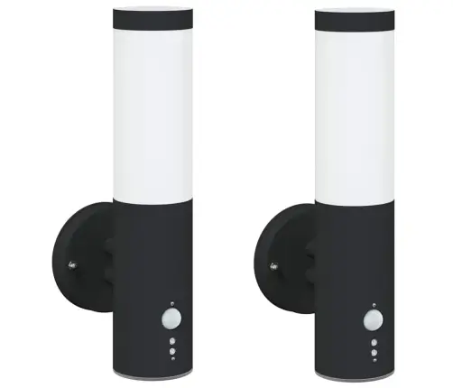 Āra Sienas Gaisma 2 Pcs Melna 15 X 7,5 X 33 Cm Vidaxl