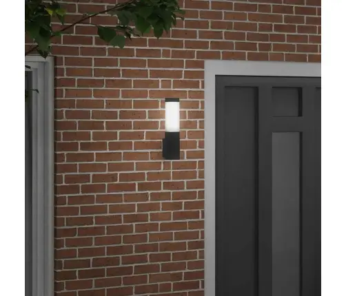 Āra Sienas Lampa Melnā Nerūsējošā Tērauda Ip44 Vidaxl