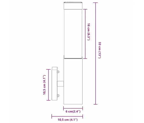 Āra Sienas Lampa Melnā Nerūsējošā Tērauda Ip44 Vidaxl