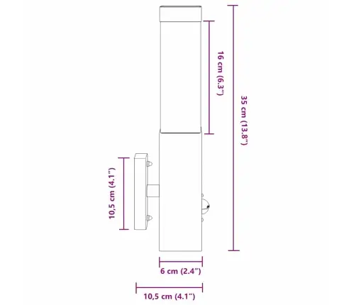 Väline Seinalamp Must 10.5 X 6 X 33 Cm