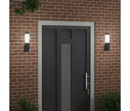 Ārējās Sienas Gaismas Ar Sensoru 2 Gab Melnā Nerūsējošā Tērauda Ip44 Vidaxl