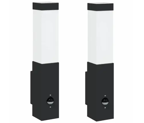 Ārējās Sienas Gaismas Ar Sensoru 2 Gab Melnā Nerūsējošā Tērauda Ip44 Vidaxl