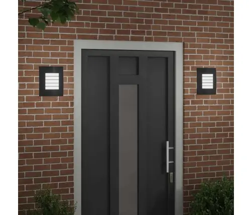 Āra Sienas Gaismas 2 Gab. Melnā Nerūsējošā Tērauda Ip44 Vidaxl