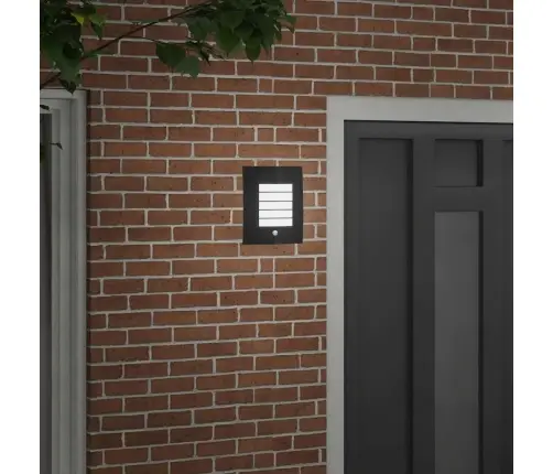 Āra Sienas Gaisma Ar Sensoru 2 Gab Melnā Nerūsējošā Tērauda Ip44 Vidaxl