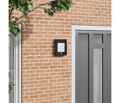 Āra Sienas Gaisma Ar Sensoru 2 Gab Melnā Nerūsējošā Tērauda Ip44 Vidaxl