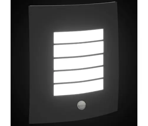 Āra Sienas Gaisma Ar Sensoru 2 Gab Melnā Nerūsējošā Tērauda Ip44 Vidaxl