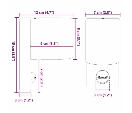 Lauko Sieninė Lemputė Juoda 12 X 7 X 15 Cm Nerūdijantis Plienas