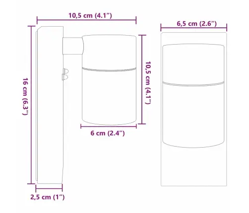 Lauko Sieninė Lemputė 2 Pcs Sidabro 6,5 X 10,5 X 16 Cm