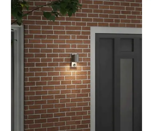 Āra Sienas Gaisma Ar Sensoru Sudraba Nerūsējošā Tērauda Ip44 Vidaxl