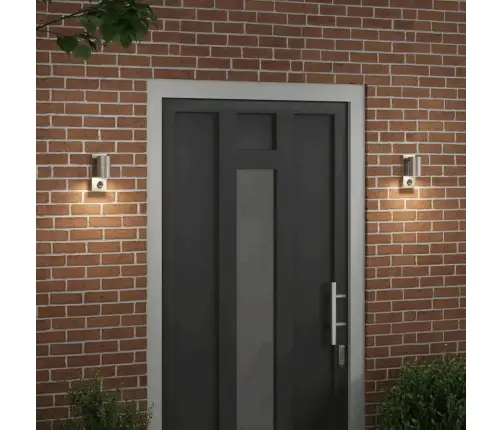 Āra Sienas Gaismas Ar Sensoru 2 Gab. Sudraba Nerūsējošā Tērauda Ip44 Vidaxl