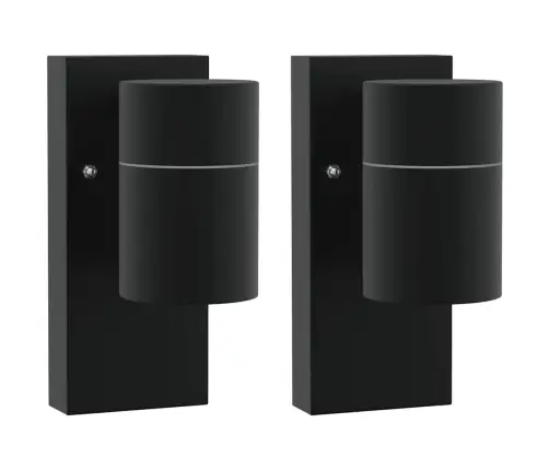 Ārējo Sienas Gaismu 2 Gabali Melna Nerūsējošā Tērauda Ip44 Vidaxl