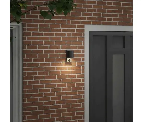 Āra Sienas Gaisma Ar Sensoru Melna Nerūsējošā Tērauda Ip44 Vidaxl