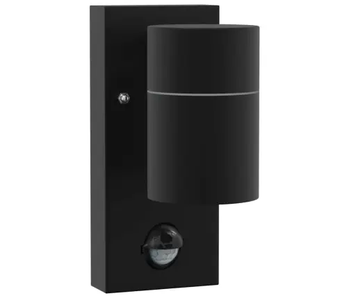 Āra Sienas Gaisma Ar Sensoru Melna Nerūsējošā Tērauda Ip44 Vidaxl