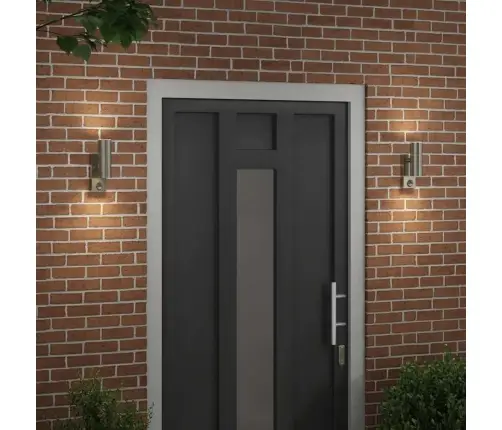 Āra Sienas Gaismas Ar Sensoru 2 Gab. Sudraba Nerūsējošā Tērauda Ip44 Vidaxl