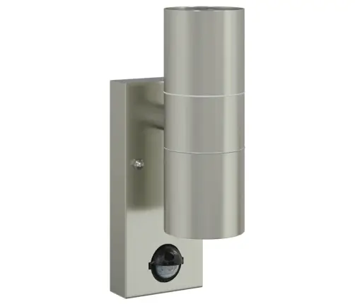 Āra Sienas Gaismas Ar Sensoru 2 Gab. Sudraba Nerūsējošā Tērauda Ip44 Vidaxl