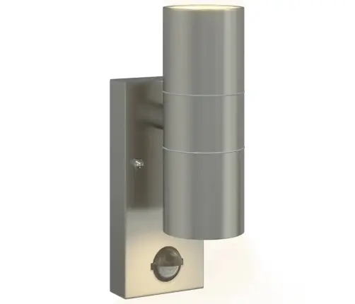 Āra Sienas Gaismas Ar Sensoru 2 Gab. Sudraba Nerūsējošā Tērauda Ip44 Vidaxl