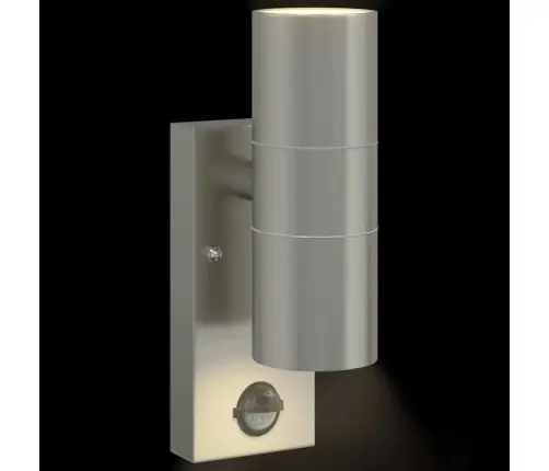 Āra Sienas Gaismas Ar Sensoru 2 Gab. Sudraba Nerūsējošā Tērauda Ip44 Vidaxl