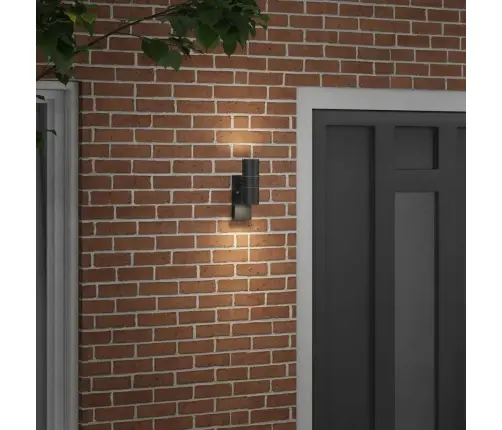 Väline Seinalamp Must 7 X 10 X 22 Cm Roostevaba Teras Ja Klaas