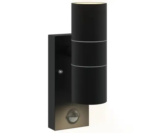 Āra Sienas Gaisma Ar Sensoru Melna Nerūsējošā Tērauda Ip44 Vidaxl