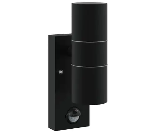 Āra Sienas Gaisma Ar Sensoru Melna Nerūsējošā Tērauda Ip44 Vidaxl