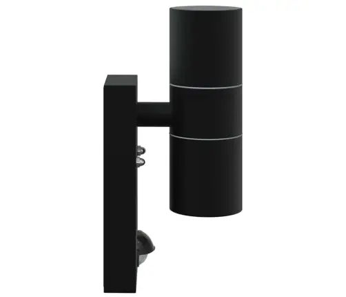 Āra Sienas Gaisma Ar Sensoru Melna Nerūsējošā Tērauda Ip44 Vidaxl