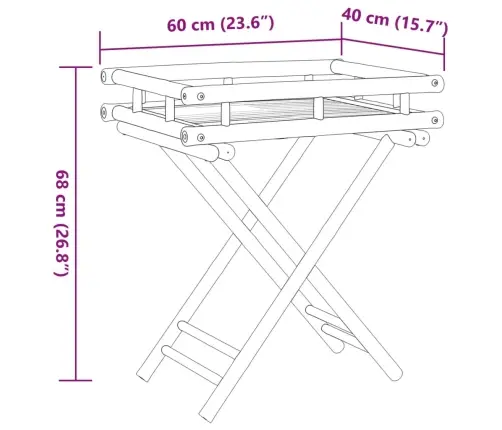 Kokkupandav Laud Kandikuga, 60 X 40 X 68 cm Bambus