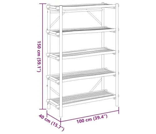 5 Līmeņu Plaukts, 100X40X150 Cm, Bambuss Vidaxl