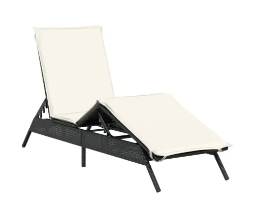 Sauļošanās Zviļņi Ar Matračiem, 2 Gab., Melna Pe Rotangpalma Vidaxl