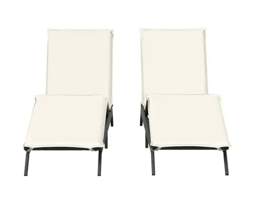 Sauļošanās Zviļņi Ar Matračiem, 2 Gab., Melna Pe Rotangpalma Vidaxl