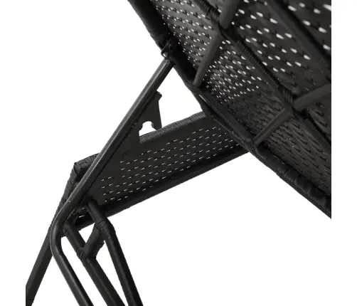 Sauļošanās Zviļņi Ar Matračiem, 2 Gab., Melna Pe Rotangpalma Vidaxl