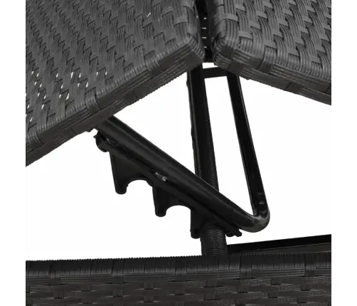 Sauļošanās Zviļņi Ar Matračiem, 2 Gab., Melna Pe Rotangpalma Vidaxl