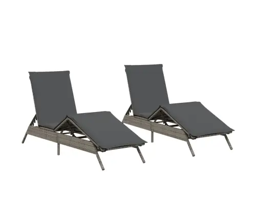 Sauļošanās Zviļņi Ar Matračiem 2Gab Gaiši Pelēka Pe Rotangpalma Vidaxl