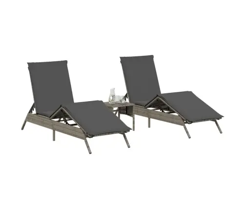 Sauļošanās Zviļņi Ar Matračiem 2Gab Gaiši Pelēka Pe Rotangpalma Vidaxl