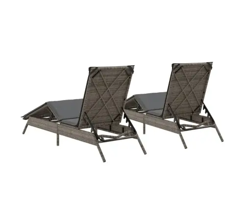 Sauļošanās Zviļņi Ar Matračiem 2Gab Gaiši Pelēka Pe Rotangpalma Vidaxl