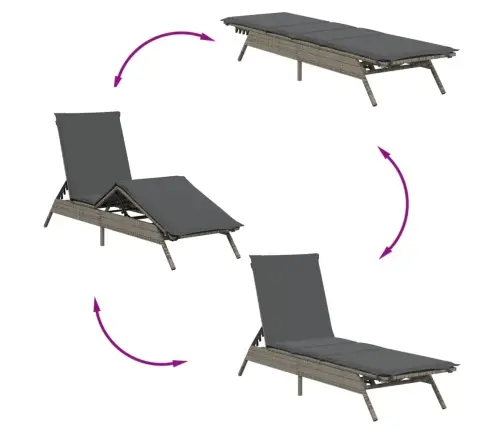 Sauļošanās Zviļņi Ar Matračiem 2Gab Gaiši Pelēka Pe Rotangpalma Vidaxl