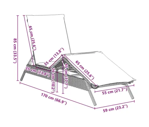 Sauļošanās Zviļņi Ar Matračiem 2Gab Gaiši Pelēka Pe Rotangpalma Vidaxl
