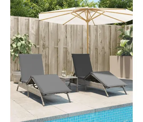 Sauļošanās Zviļņi Ar Matračiem 2Gab Gaiši Pelēka Pe Rotangpalma Vidaxl