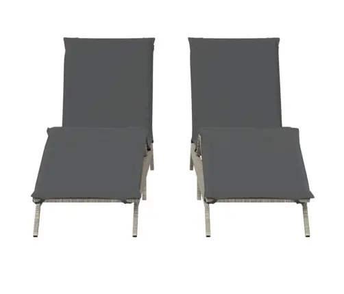 Saulės Gultai Su Pagalvėlėmis, 2Vnt., Pilki, Poliratanas