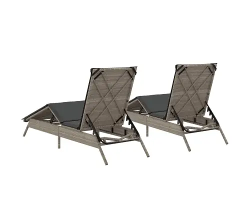 Saulės Gultai Su Pagalvėlėmis, 2Vnt., Pilki, Poliratanas