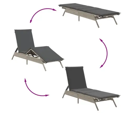 Saulės Gultai Su Pagalvėlėmis, 2Vnt., Pilki, Poliratanas