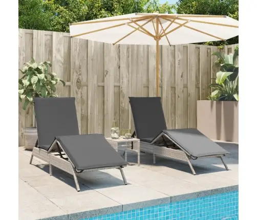 Saulės Gultai Su Pagalvėlėmis, 2Vnt., Pilki, Poliratanas