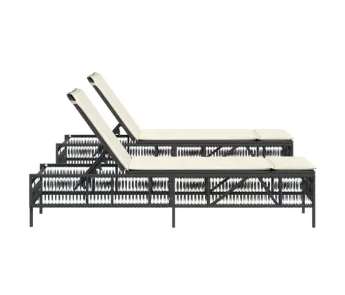 Saulės Gultai Su Pagalvėlėmis, 2Vnt., Juodi, Poliratanas