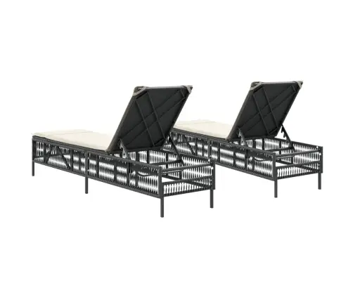 Saulės Gultai Su Pagalvėlėmis, 2Vnt., Juodi, Poliratanas