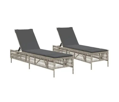 Sauļošanās Zviļņi 2Gab Ar Matračiem Gaiši Pelēka Pe Rotangpalma Vidaxl Sauļošanās Zviļņi 2Gab Ar Matračiem Gaiši Pelēka Pe Rotangpalma Vidaxl