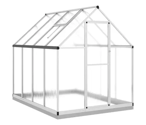 Siltumnīca Ar Pamatnes Rāmi, Sudraba, 224X169X202 Cm, Alumīnijs Vidaxl