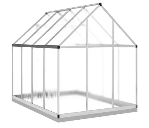 Siltumnīca Ar Pamatnes Rāmi, Sudraba, 224X169X202 Cm, Alumīnijs Vidaxl